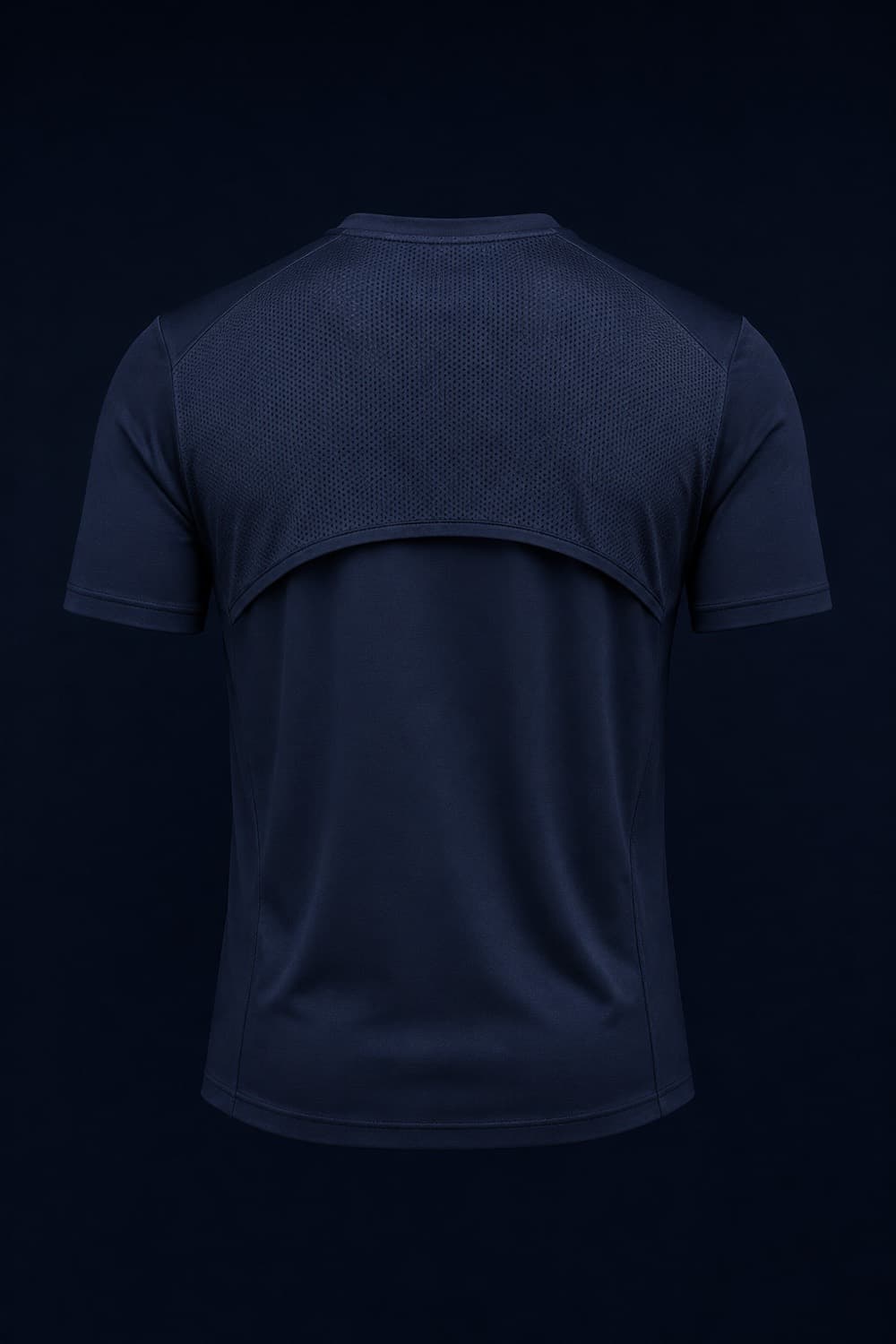 HIIT Tee Vented shown from behind, vent panel visible